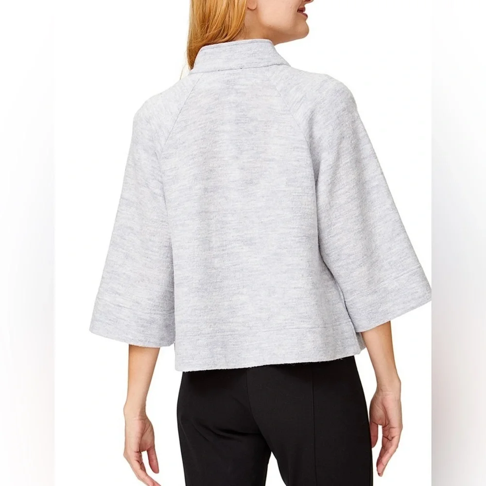 HEATHER silver gray wool three quarter sleeve boxy jacket - Picture 3 of 7